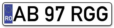 Placuta inmatriculare numar auto  AB-97-RGG, AB 97 RGG, AB97RGG