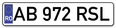 Placuta inmatriculare numar auto  AB-972-RSL, AB 972 RSL, AB972RSL