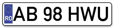Placuta inmatriculare numar auto  AB-98-HWU, AB 98 HWU, AB98HWU