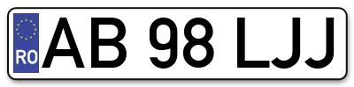 Placuta inmatriculare numar auto  AB-98-LJJ, AB 98 LJJ, AB98LJJ
