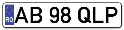 Placuta inmatriculare numar auto  AB-98-QLP, AB 98 QLP, AB98QLP