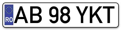 Placuta inmatriculare numar auto  AB-98-YKT, AB 98 YKT, AB98YKT