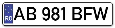 Placuta inmatriculare numar auto  AB-981-BFW, AB 981 BFW, AB981BFW