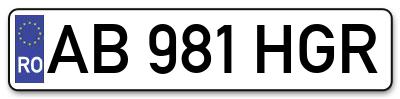 Placuta inmatriculare numar auto  AB-981-HGR, AB 981 HGR, AB981HGR