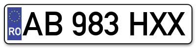 Placuta inmatriculare numar auto  AB-983-HXX, AB 983 HXX, AB983HXX