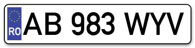 Placuta inmatriculare numar auto  AB-983-WYV, AB 983 WYV, AB983WYV
