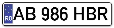 Placuta inmatriculare numar auto  AB-986-HBR, AB 986 HBR, AB986HBR