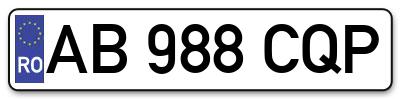 Placuta inmatriculare numar auto  AB-988-CQP, AB 988 CQP, AB988CQP