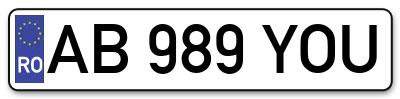 Placuta inmatriculare numar auto  AB-989-YOU, AB 989 YOU, AB989YOU