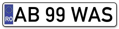Placuta inmatriculare numar auto  AB-99-WAS, AB 99 WAS, AB99WAS