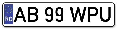 Placuta inmatriculare numar auto  AB-99-WPU, AB 99 WPU, AB99WPU