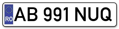 Placuta inmatriculare numar auto  AB-991-NUQ, AB 991 NUQ, AB991NUQ