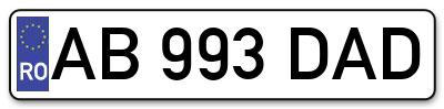 Placuta inmatriculare numar auto  AB-993-DAD, AB 993 DAD, AB993DAD