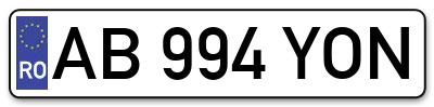 Placuta inmatriculare numar auto  AB-994-YON, AB 994 YON, AB994YON