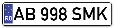 Placuta inmatriculare numar auto  AB-998-SMK, AB 998 SMK, AB998SMK