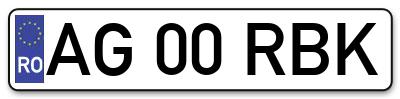 Placuta inmatriculare numar auto  AG-00-RBK, AG 00 RBK, AG00RBK