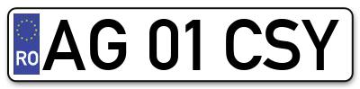 Placuta inmatriculare numar auto  AG-01-CSY, AG 01 CSY, AG01CSY