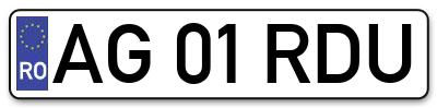 Placuta inmatriculare numar auto  AG-01-RDU, AG 01 RDU, AG01RDU