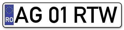 Placuta inmatriculare numar auto  AG-01-RTW, AG 01 RTW, AG01RTW