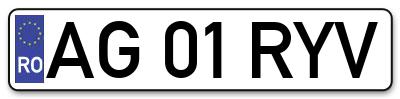 Placuta inmatriculare numar auto  AG-01-RYV, AG 01 RYV, AG01RYV