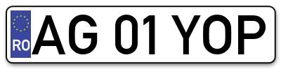 Placuta inmatriculare numar auto  AG-01-YOP, AG 01 YOP, AG01YOP
