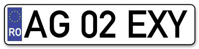 Placuta inmatriculare numar auto  AG-02-EXY, AG 02 EXY, AG02EXY