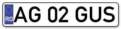 Placuta inmatriculare numar auto  AG-02-GUS, AG 02 GUS, AG02GUS