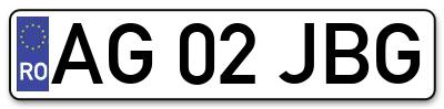 Placuta inmatriculare numar auto  AG-02-JBG, AG 02 JBG, AG02JBG