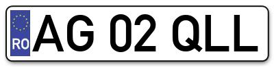 Placuta inmatriculare numar auto  AG-02-QLL, AG 02 QLL, AG02QLL