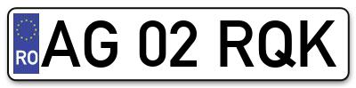 Placuta inmatriculare numar auto  AG-02-RQK, AG 02 RQK, AG02RQK