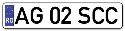 Placuta inmatriculare numar auto  AG-02-SCC, AG 02 SCC, AG02SCC