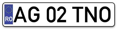 Placuta inmatriculare numar auto  AG-02-TNO, AG 02 TNO, AG02TNO