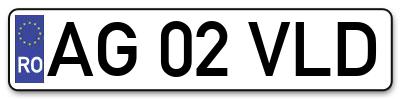 Placuta inmatriculare numar auto  AG-02-VLD, AG 02 VLD, AG02VLD
