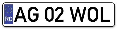 Placuta inmatriculare numar auto  AG-02-WOL, AG 02 WOL, AG02WOL