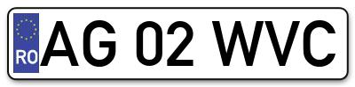 Placuta inmatriculare numar auto  AG-02-WVC, AG 02 WVC, AG02WVC