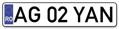 Placuta inmatriculare numar auto  AG-02-YAN, AG 02 YAN, AG02YAN