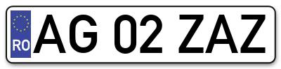 Placuta inmatriculare numar auto  AG-02-ZAZ, AG 02 ZAZ, AG02ZAZ