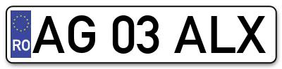 Placuta inmatriculare numar auto  AG-03-ALX, AG 03 ALX, AG03ALX