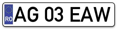 Placuta inmatriculare numar auto  AG-03-EAW, AG 03 EAW, AG03EAW