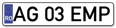 Placuta inmatriculare numar auto  AG-03-EMP, AG 03 EMP, AG03EMP