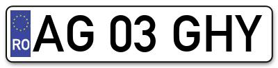 Placuta inmatriculare numar auto  AG-03-GHY, AG 03 GHY, AG03GHY