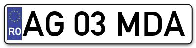 Placuta inmatriculare numar auto  AG-03-MDA, AG 03 MDA, AG03MDA