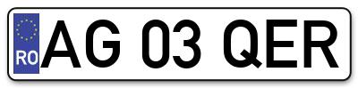 Placuta inmatriculare numar auto  AG-03-QER, AG 03 QER, AG03QER