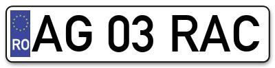 Placuta inmatriculare numar auto  AG-03-RAC, AG 03 RAC, AG03RAC