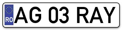 Placuta inmatriculare numar auto  AG-03-RAY, AG 03 RAY, AG03RAY
