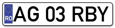 Placuta inmatriculare numar auto  AG-03-RBY, AG 03 RBY, AG03RBY