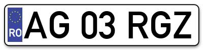 Placuta inmatriculare numar auto  AG-03-RGZ, AG 03 RGZ, AG03RGZ