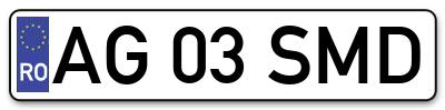 Placuta inmatriculare numar auto  AG-03-SMD, AG 03 SMD, AG03SMD