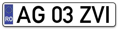 Placuta inmatriculare numar auto  AG-03-ZVI, AG 03 ZVI, AG03ZVI