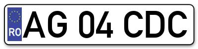 Placuta inmatriculare numar auto  AG-04-CDC, AG 04 CDC, AG04CDC